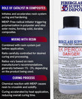 Clear MEKP Peroxide Catalyst Hardener for Polyester Resin and Gelcoat, 4 Oz Bottle with warning label and instructions