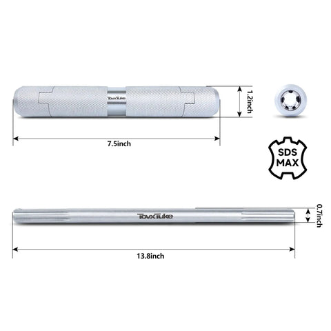 Beefy Sds Max To Sds Max Connector Adapter Rock Solid Conversion Coupling for Rotary Hammer Drills, heavy-duty steel, 7.5 inches.