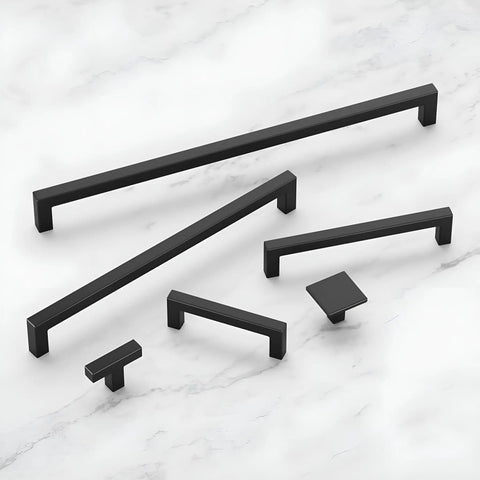 Solid Core Cabinet Pulls 12 Inch Hole Center 5 Pack Matte Black Top Shelf Luxury Cabinet Handles For Doors And Dresser Drawers