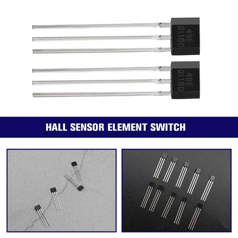 Badass 20 Pack Linear Hall Effect Sensors For Electric Motor Repair featuring 49e models, showcasing sensor components with long pins.