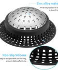 Heavy Duty Bathtub Drain Hair Catcher And Shower Drain Cover For Pop Up And Regular Drains, Rustproof Zinc Alloy With Non Slip Silicone Ring