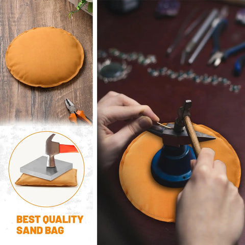 Heavy Duty Suede Leather Sandbag With Fine Grain Sand Fill 10 Inch Round Stamping Cushion Tough As Nails Base For Jewelry Casting And Leather Embossing Your New Favorite Go To Station