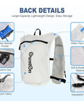 Back view of Hydration Running Vest for Men and Women with Adjustable Chest Straps, Lightweight Nylon Pack, Breathable Mesh Shoulders