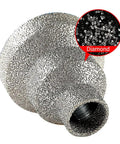 Tapered drill bit from Three Step Diamond Hole Saw Set For 20mm 35mm And 55mm Holes, with vacuum-brazed diamond grit, visible close-up.