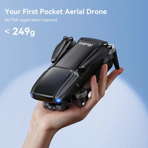 Hand holding Pocket Size Drone With 4K UHD Camera And 3 Axis Gimbal, 8K Photo, Under 249 Grams FAA Exempt, 96 Minutes Flight