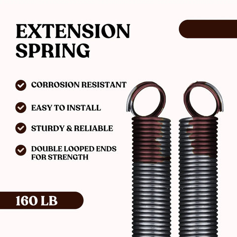 Heavy Duty Residential Garage Door Extension Springs 2-Pack 160 Lb Capacity Brown, Easy Install, Built Tough for Home Garages