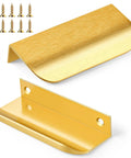 Gold Edge Finger Cabinet Pulls 3.15 Inch Aluminum Drawer Handles Set of 5 with hidden screws and satin gold finish