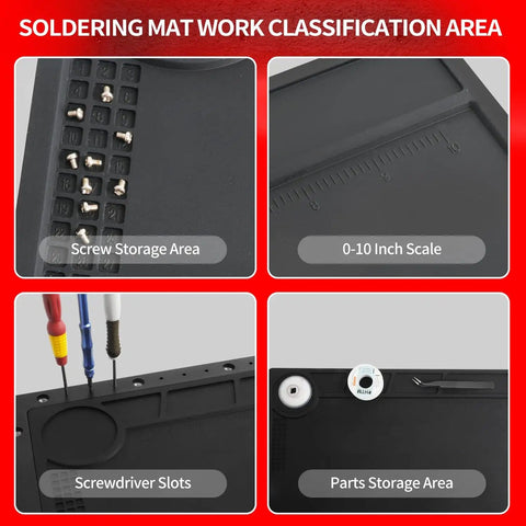 Pro Grade Third Hand Soldering Station With Five Flexible Arms And Large 15.7 X 11.2 Inch Base, Heat Resistant Soldering Mat sections