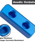 Blue anodic oxidation aluminum inline block showing two NPT quarter inch ports for All In One Multi Port Air Manifold For Compressors.