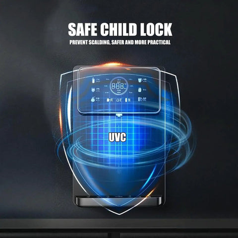 Diagram of child lock feature on Hot And Cold Wall Mounted Water Dispenser With Rapid Heating And Safety Lock for safety illustration