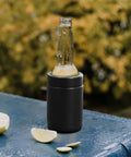 Stainless Steel 12oz Vacuum Insulated Can And Bottle Cooler Keeps Ya Drinks Ice Cold With Double Wall Construction Copper Plated Chiller Metal Cooler For Cans And Bottles Black Finish