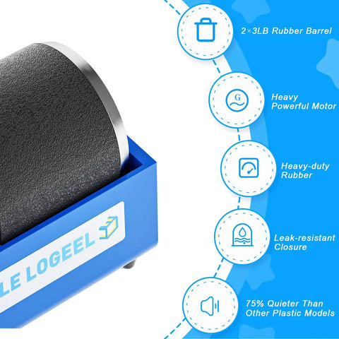 6Lb Dual Drum Rock Tumbler Kit With Walnut Shell Media Dope Easy To Use Rock Polisher features rubber barrels and heavy motor