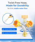 Twist-free hose with protectors, part of Hard Water Filter For Hose Car Wash And Window Cleaning Water Deionizer For Cars Boats And More Softens Water Keeps Scale At Bay And Delivers A Spot Free Finish 4 Pack With 2 Hose Protectors.