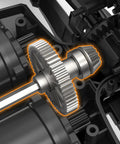 Close-up of Beefed Up RC 9125 Steel Differential Gears And Aluminum Main Drive Set showing gears installed in RC truck.