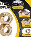 100 Pack 5/8 11 Grade 8 Lock Nuts Nylon Insert Heavy Duty Hardware Bulk Set Detail display showing yellow zinc coating and clear threads.