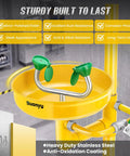 Heavy Duty 304 Stainless Steel Emergency Shower And Eyewash Station Kit with yellow basin and green eyewash caps