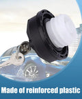 Black locking fuel tank cap with key inserted, anti-theft ABS gas cap, universal fit for cars, durable black cap with accessories
