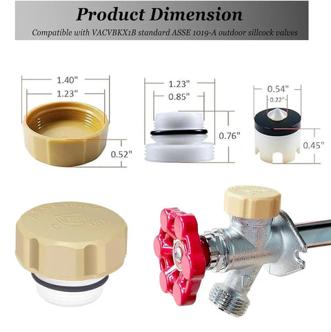 2 Pack Vacuum Breaker Replacement Kit For Outdoor Faucets And Hose Bibs Anti Siphon Frost Free Sillcock Valve Repair Kit Includes 1019 A Parts Compatible With VACVBKX1B, showing product dimensions and components