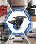 Heavy Duty 3 Inch Swivel Caster Wheels Set Of Four With Dual Locking Plate Casters And Double Ball Bearings for various furniture.