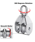 Beefy Heavy Duty Two Pack Double D Handles For Pulleys, 360 Degree Swivel Block, U Shaped Pulley Gear, 150Kg Bearing Capacity, 330.69Lb Rating, Great For Boat Lifts, Tackle Systems, And Pulley Assemblies; stainless steel pulley with 360° swivel
