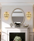 Room with Modern K9 Crystal Wall Sconce With Gold Finish Luxury Bedroom Wall Light And Living Room Accent Stainless Steel Mount