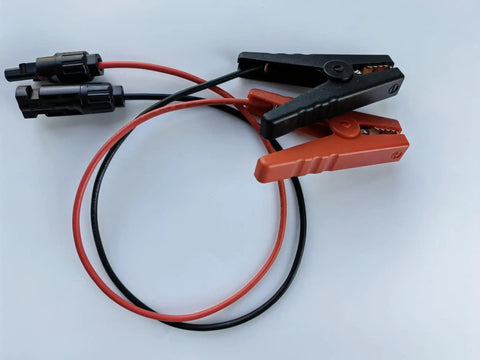 12 AWG Solar Panel Charging Cable Crocodile Clip To MC4 Connector 60cm Red For Power Station And Solar Panel Charger Lead Acid Battery Charging 12V 24V Easy Plug In Setup, featuring red and black clips on white background.
