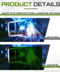 Comparison of laser view with and without Pro Grade High Power Laser Safety Shield For Infrared And UV Visible Light 800 To 1100Nm OD6 Plus Acrylic Protection Panel For Fiber Lasers And YAG Enclosures 12 X 12 X 0.2 Green