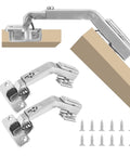Heavy Duty Corner Cabinet Hinges 4 Pack Featuring 135 Degree Lazy Susan Bifold Hardware with screws, steel construction.