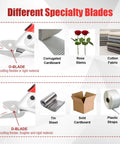 Different specialty blades for Totally Rad Toolspace Cordless Electric Scissors with O-Blade and D-Blade usage.