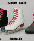 Reflective Pink Roller Skate Laces, 96 Inches Long, on roller skate, figure skate, and boot for night safety visibility