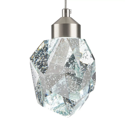 Modern Nickel Crystal Pendant Light Dimmable LED Fixture For Kitchen Island And Dining Room, 5W Cool White 6000K K9 Crystal