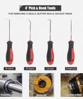 4' pick and hook tools for removing u-seals and dirt in All In One Hydraulic Cylinder Repair Kit Pro Grade With Adjustable Gland Nut Wrench Seal Twistors Install Tools Piston Hone Seal Puller Ring Compressor And Pick Set For Loaders And Backhoes