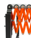 Heavy Duty Adjustable Roller Conveyor Telescopic Table With Four Smooth Gliding Casters showing close-up of orange support and rollers.
