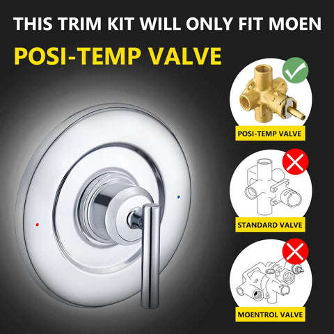 Gibson Posi Temp Valve Trim Kit For 2510 2520 2570 2590 Valves Chrome Finish with Easy Adjust Lever and Indicator
