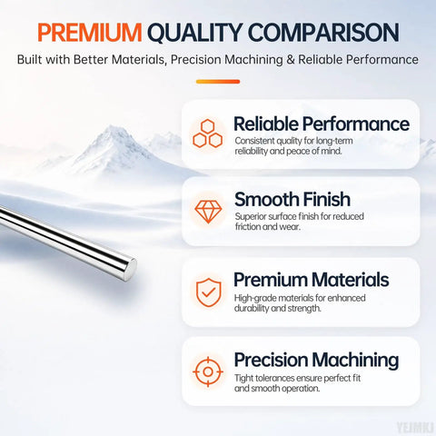 Premium quality comparison for Precision 2-Pack Linear Motion Rods Featuring Smooth Chrome Plated C45 Carbon Steel Shafts.