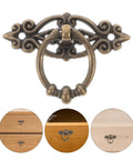 Set Of 6 Vintage Zinc Alloy Drawer Pulls And Retro Round Cabinet Knobs, Ring Handles For Dresser Chest Cupboard And Nightstand