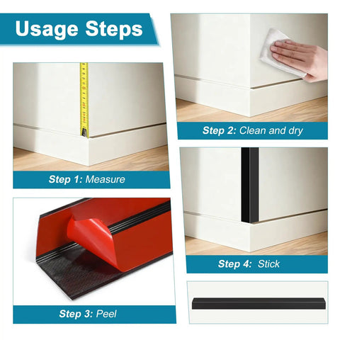 Heavy Duty Self Adhesive Wall Corner Protectors 45 By 1 Inch Solid Aluminum Corner Guards Black showing installation steps on drywall.