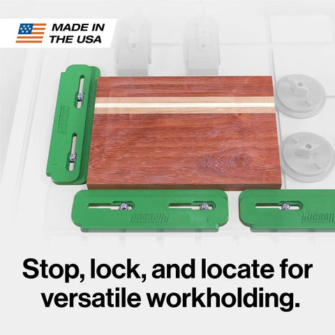Low Profile Edge Guide That Slaps For Dovetail Router Grooves And MATCHFIT System Fourteen Degree By One Half Inch Tracks setup