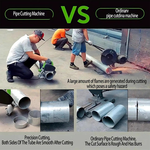 Comparison of Game Changing Electric Pipe Cutting Machine Automatic Pipeline Tool and ordinary pipe cutting machine in action.