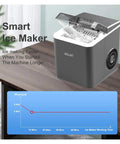 No Sweat Countertop Flake Ice Maker Machine With Silent Operation For Home Bars on wooden table with ice production chart.
