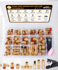 64 Piece Brass DOT Air Line Fittings Kit All In One With Push Lock And Quick Connect NPT Thread in open case