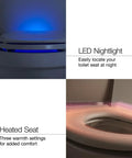 PureWarmth Heated Elongated Toilet Seat With Night Light, Cozy Three Temperature Settings, Dual LED Night Glow shown in use