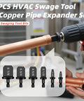 12 Piece HVAC Swage Tool Set With Bit Holder For Copper Pipe Expansion Air Conditioner Repair Kit Includes Drill Bits