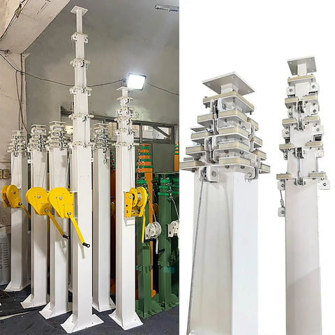 Hand Cranked Lifting Pole With A Manual Telescopic Mechanical Winch That Rolls Out To Five Meters For Knockout Stability When Hoisting Surveillance Cameras And Floodlights Without A Bit Of Sweat During Any Setup