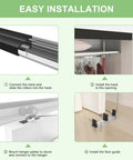 Easy installation guide for Heavy Duty Aluminum Bypass Door Hardware Kit For Sliding Closet Doors with tracks, hangers, and floor guide.