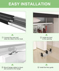 Installation steps for Aluminum Bypass Sliding Door Hardware Kit For Double Closet Doors, black track and floor guide shown
