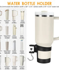 Heavy Duty Desk Cup Holder With Secure Clip For Tumbler And Mug Keep Your Brew Locked Tight And No Mess On Any Workspace Game Changer For Daily Grind Office Setup, displaying various compatible water bottles.