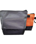 Durable Tool Bag Storage Kit with stand-up base, canvas zipper pouches in gray and orange, part of the six-piece set.
