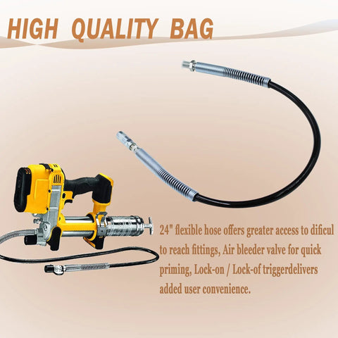 24 Inch Flexible Grease Hose Kit For 20V Max Cordless Grease Gun Direct Replacement One Eighth NPT Extension With Coupler