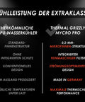 Comparison of common CPU water coolers versus Thermal Grizzly Mycro Pro, highlighting thermal performance and features.